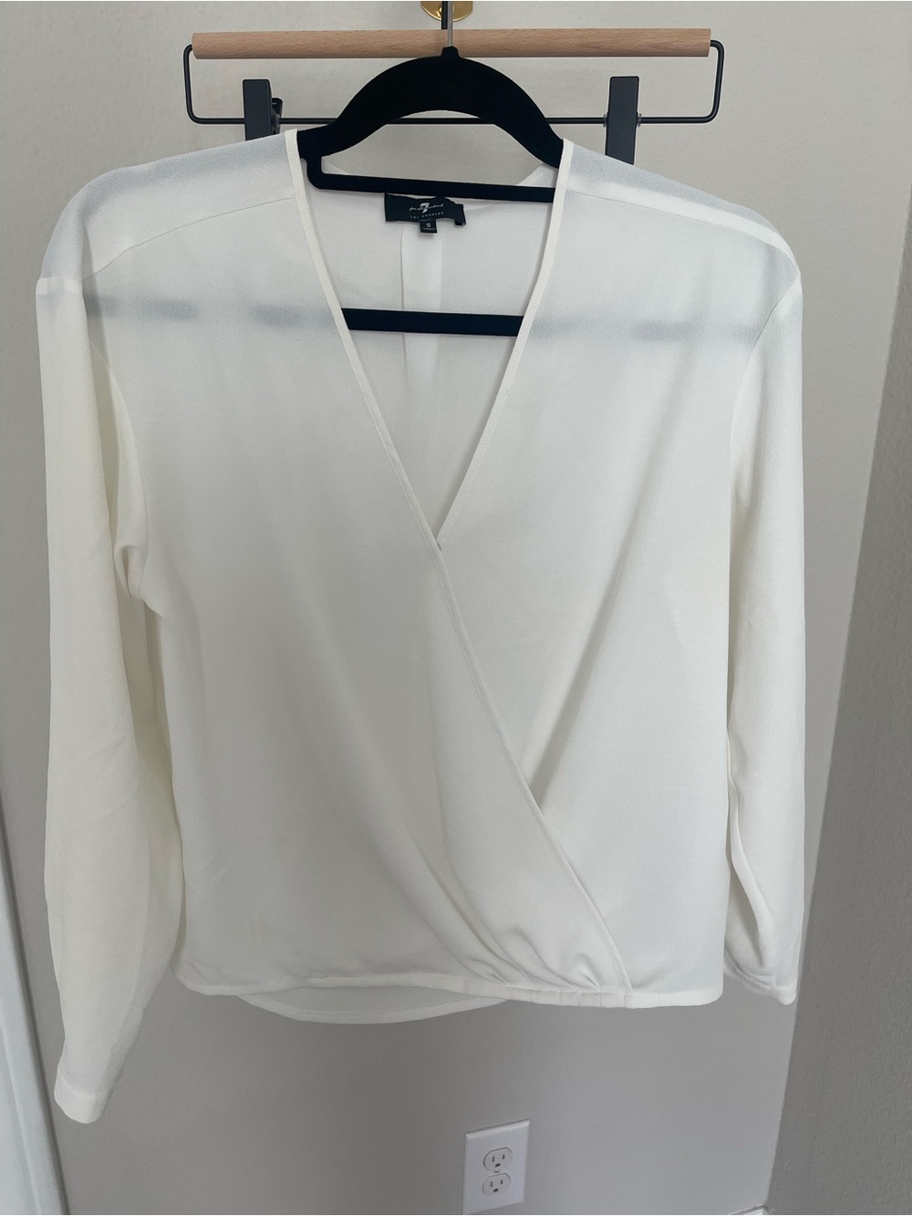 Women’s Cream Wrap-Front Long Sleeve Top